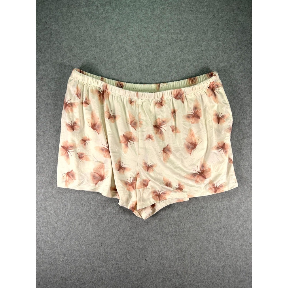 Ambrielle Pajama Set Womens Medium Pink Beige Butterfly Print Stretch Sleepwear - Picture 10 of 16